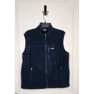 Patagonia Classic Navy Blue Synchilla Fleece Full Zip Vest Sz Large